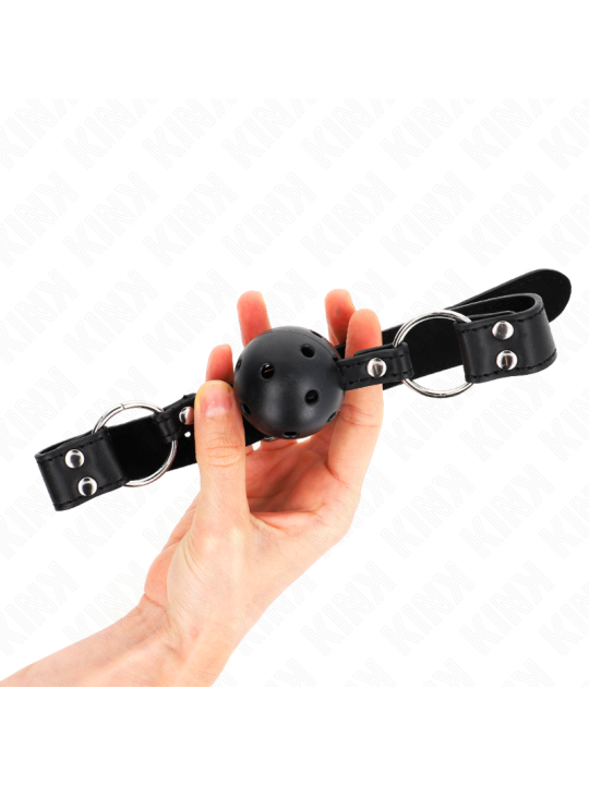 KINK MORDAZA DE BOLA 4 CM TRANSPIRABLE CON DOBLE REMACHE MODELO 1 NEGRO 62 x 25 CM AJUSTABLE 42 58 CM