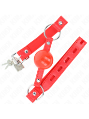 KINK MORDAZA DE BOLA 4 CM TPE CON CANDADO ROJO 60 x 2 CM