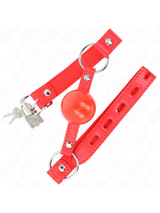 KINK MORDAZA DE BOLA 4 CM TPE CON CANDADO ROJO 60 x 2 CM