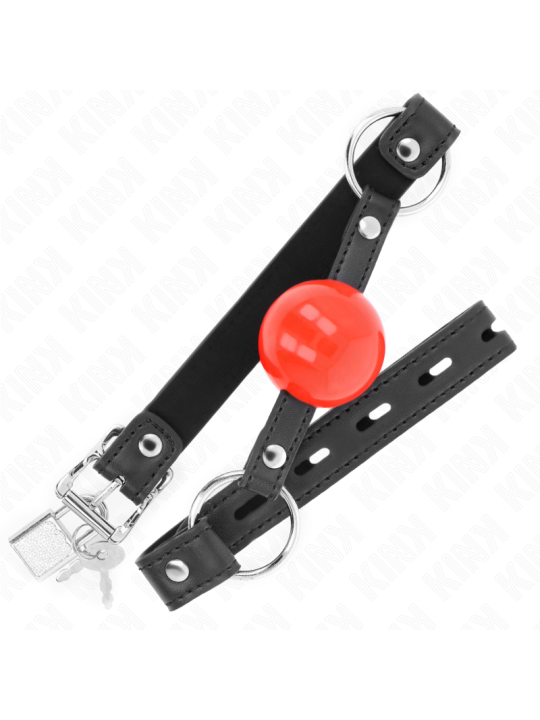KINK MORDAZA DE BOLA 4 CM CON CANDADO BOLA ROJA CORREA NEGRA 60 x 2 CM