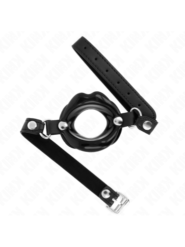 KINK MORDAZA LABIAL 8 CM CON CORREA DE POLIPIEL NEGRO 63 x 2 CM AJUSTABLE 39 58 CM