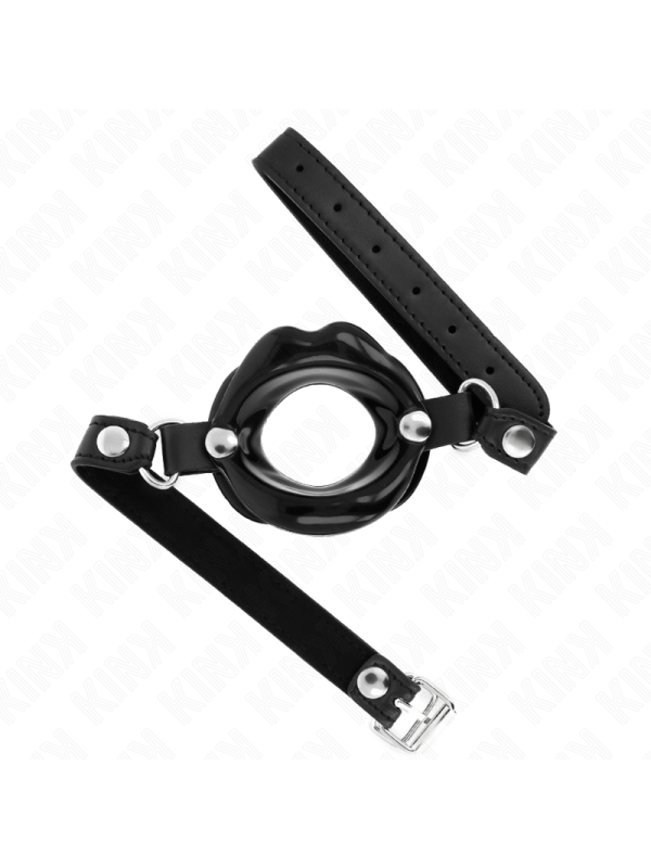 KINK MORDAZA LABIAL 8 CM CON CORREA DE POLIPIEL NEGRO 63 x 2 CM AJUSTABLE 39 58 CM