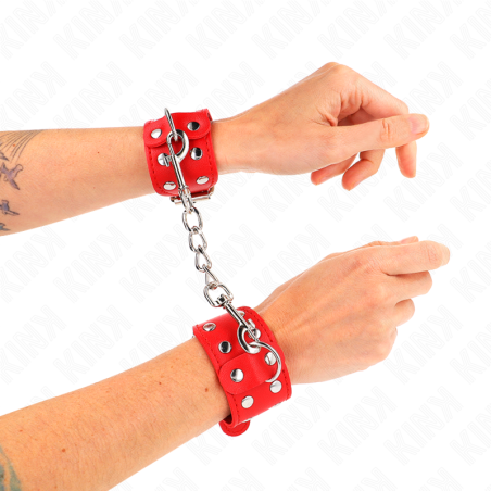 KINK MUNEQUERAS CON DOBLE LINEA DE TACHUELAS AJUSTABLE ROJO