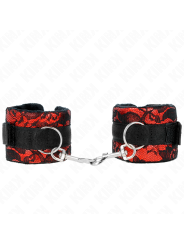 KINK MUNEQUERAS CORTAS DE ENCAJE TERCIOPELO Y UNION DE NYLON ROJO NEGRO 23 X 65 CM