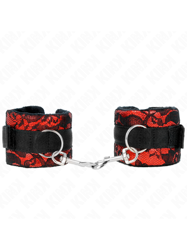 KINK MUNEQUERAS CORTAS DE ENCAJE TERCIOPELO Y UNION DE NYLON ROJO NEGRO 23 X 65 CM