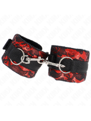 KINK MUNEQUERAS CORTAS DE ENCAJE TERCIOPELO Y UNION DE NYLON ROJO NEGRO 23 X 65 CM