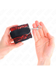 KINK MUNEQUERAS CORTAS DE ENCAJE TERCIOPELO Y UNION DE NYLON ROJO NEGRO 23 X 65 CM