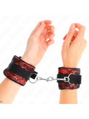 KINK MUNEQUERAS CORTAS DE ENCAJE TERCIOPELO Y UNION DE NYLON ROJO NEGRO 23 X 65 CM