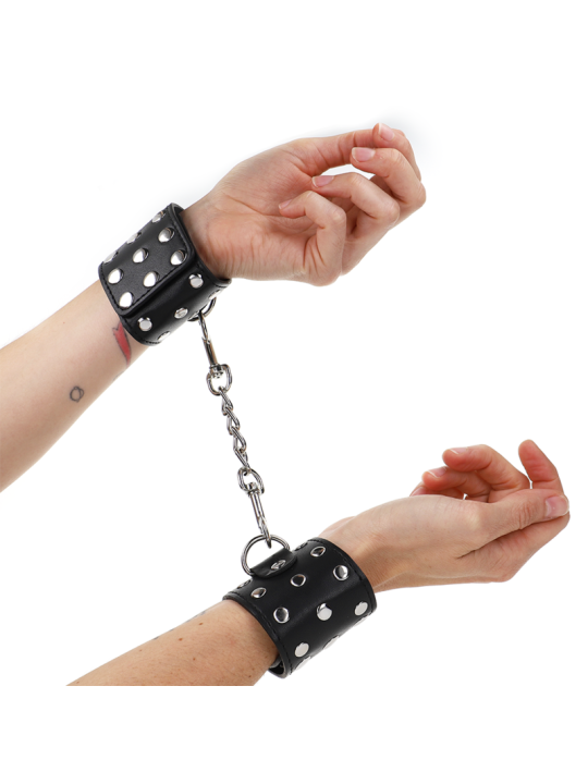 KINK MUNEQUERAS CON CIERRE A PRESION LLENO DE TACHUELAS AJUSTABLE NEGRO 19 24 CM X 55 CM