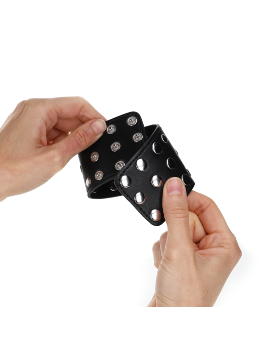 KINK MUNEQUERAS CON CIERRE A PRESION LLENO DE TACHUELAS AJUSTABLE NEGRO 19 24 CM X 55 CM