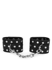 KINK MUNEQUERAS CON CIERRE A PRESION LLENO DE TACHUELAS AJUSTABLE NEGRO 19 24 CM X 55 CM