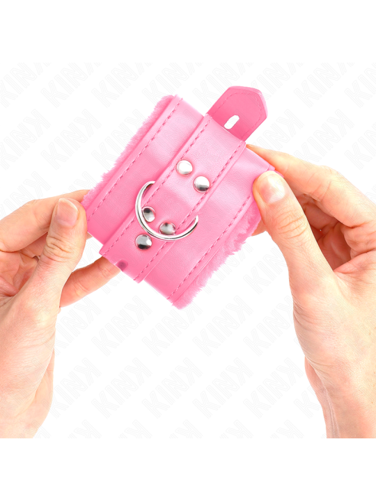 KINK MUNEQUERAS FORRADAS CON AGUJEROS CUADRADOS ROSA Y CORREA ROSA AJUSTABLE 17 29 CM X 6 CM