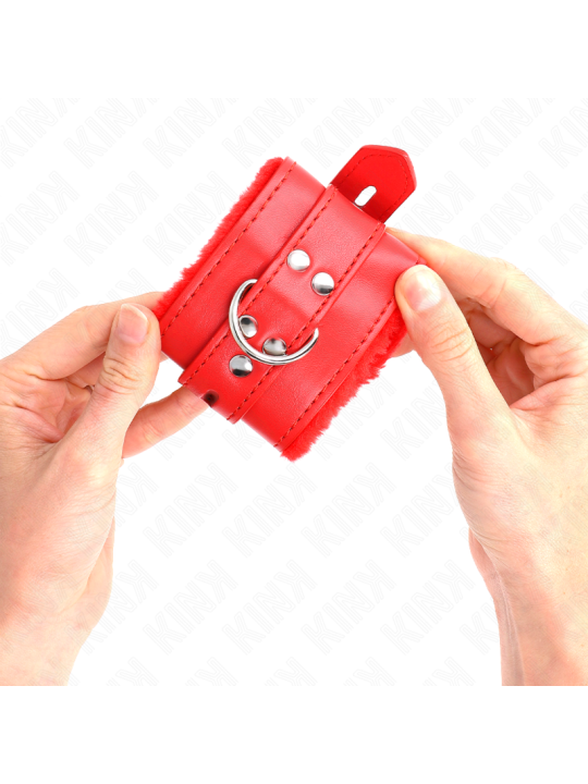 KINK MUNEQUERAS FORRADAS CON AGUJEROS CUADRADOS ROJO Y CORREA ROJO AJUSTABLE 17 29 CM X 6 CM