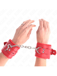 KINK MUNEQUERAS FORRADAS CON AGUJEROS CUADRADOS ROJO Y CORREA ROJO AJUSTABLE 17 29 CM X 6 CM