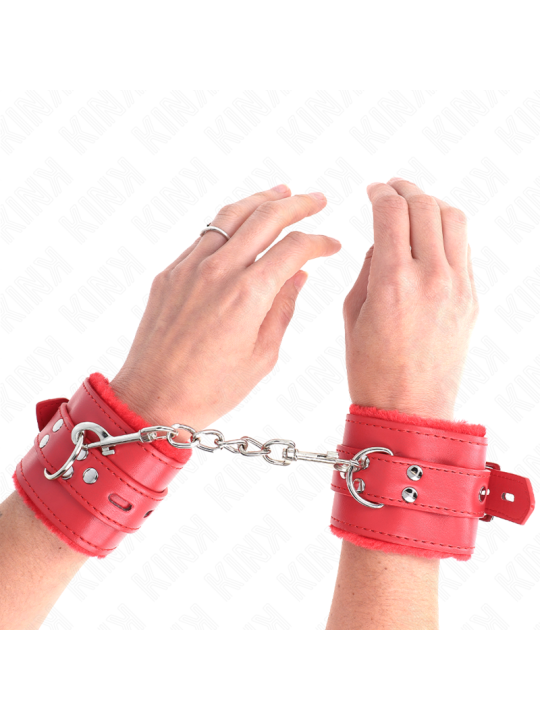 KINK MUNEQUERAS FORRADAS CON AGUJEROS CUADRADOS ROJO Y CORREA ROJO AJUSTABLE 17 29 CM X 6 CM