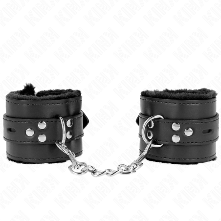 KINK MUNEQUERAS FORRADAS CON AGUJEROS CUADRADOS NEGRO Y CORREA NEGRO AJUSTABLE 17 29 CM X 6 CM