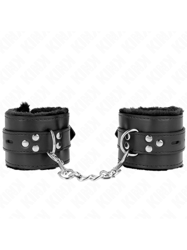 KINK MUNEQUERAS FORRADAS CON AGUJEROS CUADRADOS NEGRO Y CORREA NEGRO AJUSTABLE 17 29 CM X 6 CM