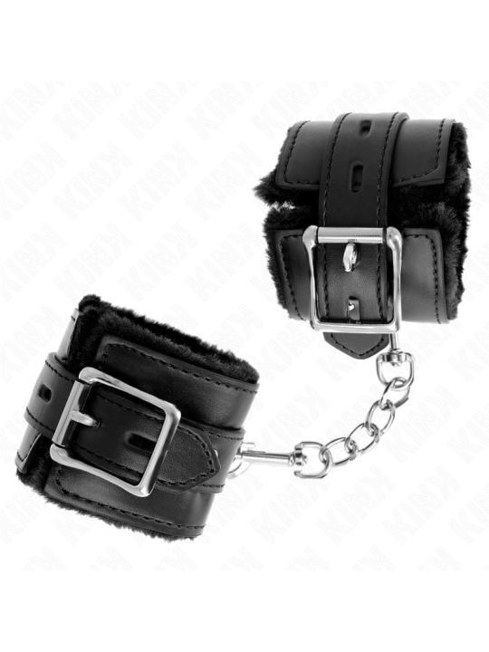 KINK MUNEQUERAS FORRADAS CON AGUJEROS CUADRADOS NEGRO Y CORREA NEGRO AJUSTABLE 17 29 CM X 6 CM