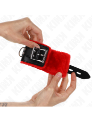 KINK MUNEQUERAS FORRADAS CON AGUJEROS CUADRADOS ROJO Y CORREA NEGRO AJUSTABLE 17 29 CM X 6 CM