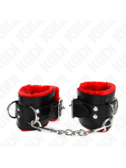KINK MUNEQUERAS FORRADAS CON AGUJEROS CUADRADOS ROJO Y CORREA NEGRO AJUSTABLE 17 29 CM X 6 CM