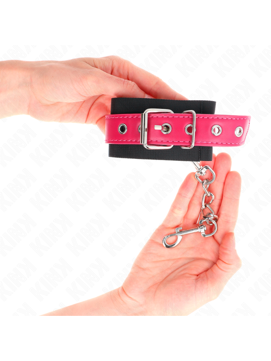KINK MUNEQUERAS DE NYLON NEGRO CON CORREA POLIPIEL FUSCIA AJUSTABLE 19 29 CM X 51 CM