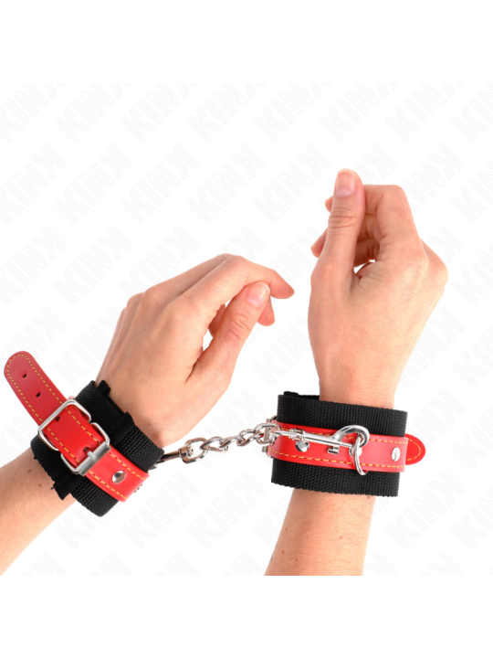 KINK MUNEQUERAS DE NYLON NEGRO CON CORREA POLIPIEL ROJO AJUSTABLE 19 24 CM X 55 CM