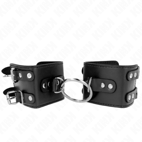 KINK MUNEQUERAS FIJAS CON ANILLA Y TACHUELAS NEGRO AJUSTABLE 17 22 CM X 65 CM
