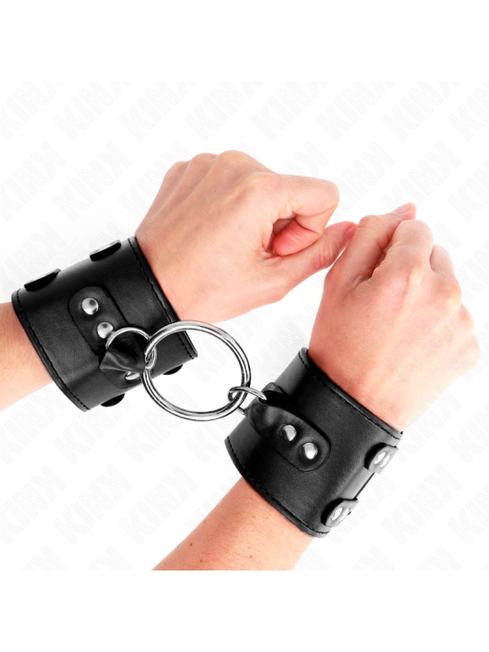 KINK MUNEQUERAS FIJAS CON ANILLA Y TACHUELAS NEGRO AJUSTABLE 17 22 CM X 65 CM