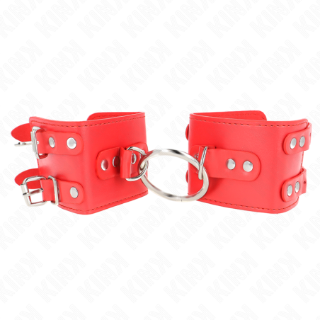 KINK MUNEQUERAS FIJAS CON ANILLA Y TACHUELAS ROJO AJUSTABLE 17 22 CM X 65 CM