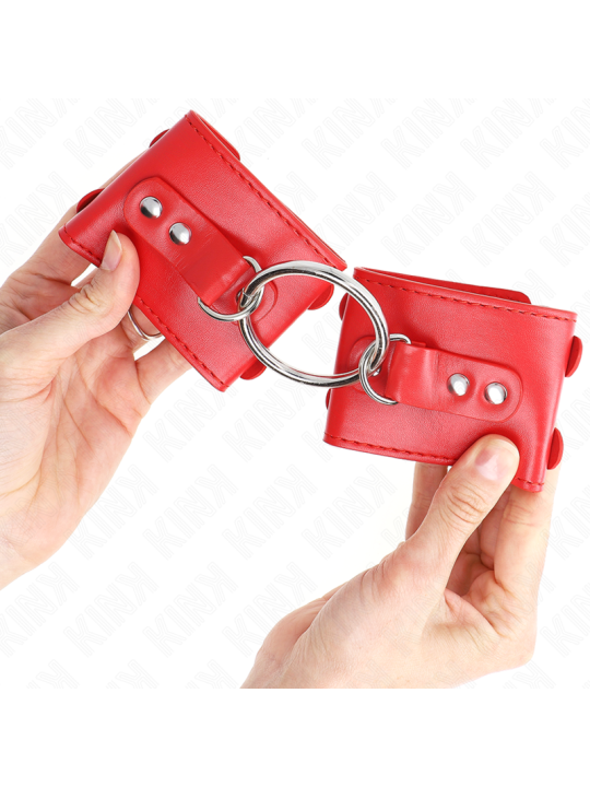 KINK MUNEQUERAS FIJAS CON ANILLA Y TACHUELAS ROJO AJUSTABLE 17 22 CM X 65 CM