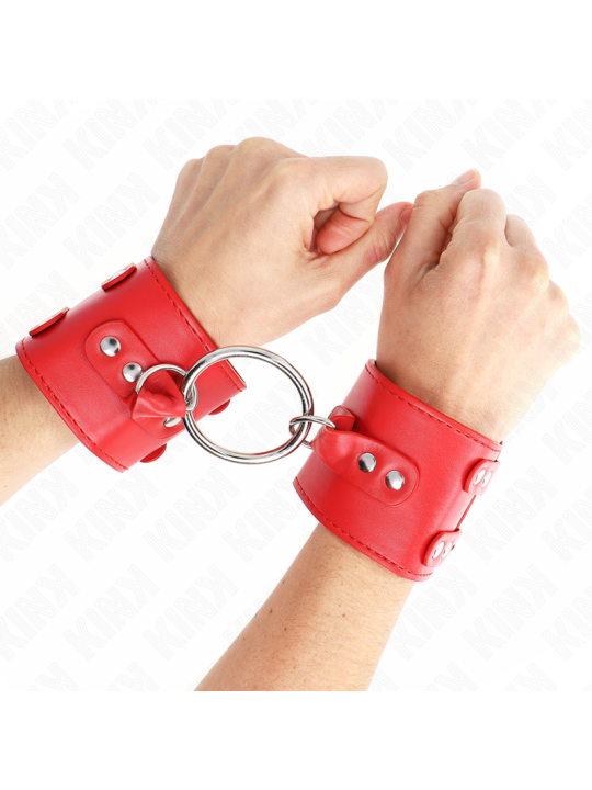 KINK MUNEQUERAS FIJAS CON ANILLA Y TACHUELAS ROJO AJUSTABLE 17 22 CM X 65 CM