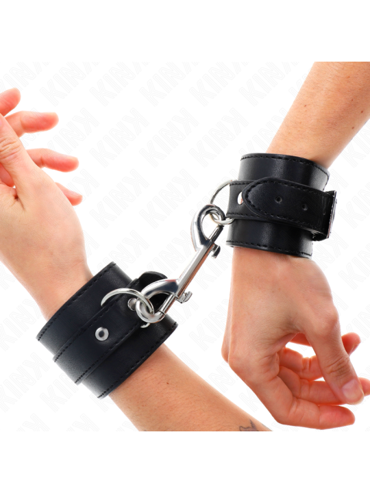 KINK MUNEQUERAS SIMPLES CON FILA DE REMACHES Y HEBILLA GRANDE NEGRO AJUSTABLE 17 28 CM X 5 CM