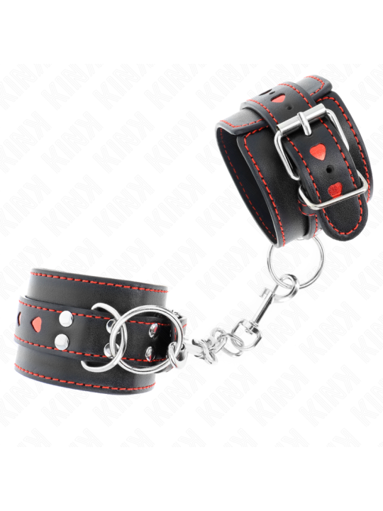 KINK MUNEQUERAS NEGRO CON INCRUSTACION DE CORAZON ROJO AJUSTABLE 21 28 CM X 55 CM