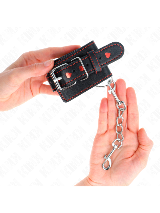 KINK MUNEQUERAS NEGRO CON INCRUSTACION DE CORAZON ROJO AJUSTABLE 21 28 CM X 55 CM