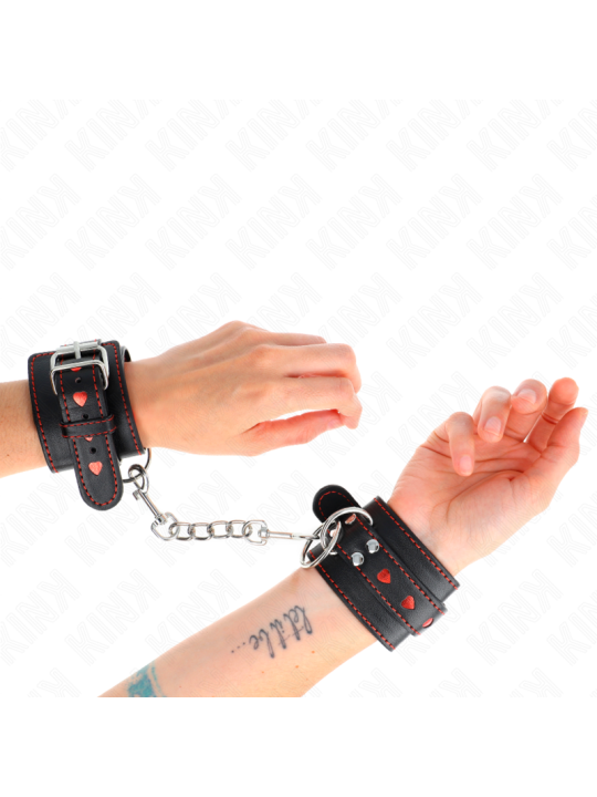 KINK MUNEQUERAS NEGRO CON INCRUSTACION DE CORAZON ROJO AJUSTABLE 21 28 CM X 55 CM