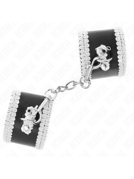 KINK MUNEQUERAS NEGRO CON ENCAJE DECORATIVO BLANCO AJUSTABLE 20 23 CM X 55 CM