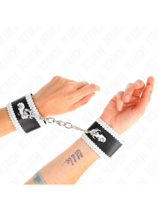 KINK MUNEQUERAS NEGRO CON ENCAJE DECORATIVO BLANCO AJUSTABLE 20 23 CM X 55 CM