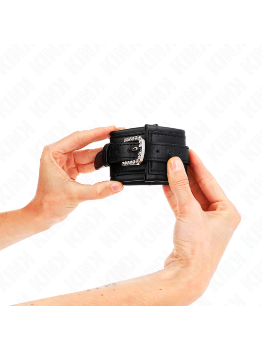 KINK MUNEQUERAS NEGRO CON HEBILLA DE DIAMANTES DE IMITACION AJUSTABLE 25 32 CM X 55 CM