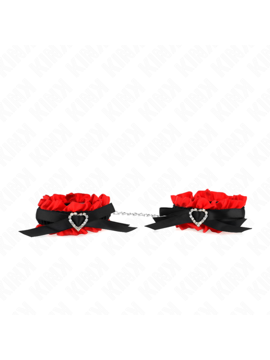 KINK MUNEQUERAS ELASTICAS DE ENCAJE CON DETALLE CORAZON ROJO AJUSTABLE 22 35 CM