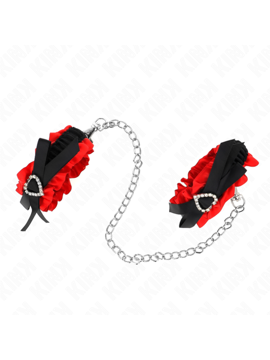 KINK MUNEQUERAS ELASTICAS DE ENCAJE CON DETALLE CORAZON ROJO AJUSTABLE 22 35 CM