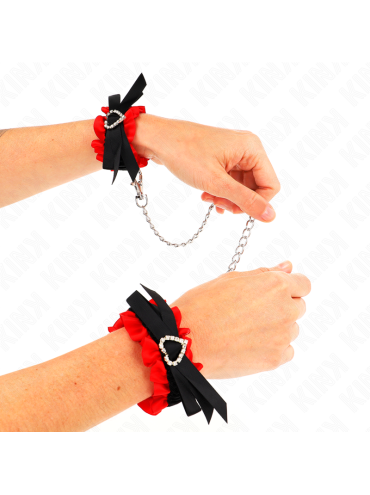 KINK MUNEQUERAS ELASTICAS DE ENCAJE CON DETALLE CORAZON ROJO AJUSTABLE 22 35 CM