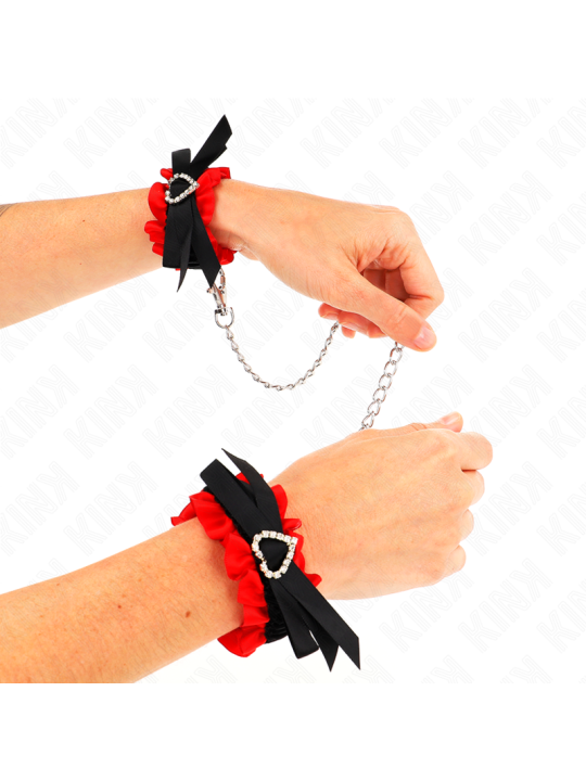 KINK MUNEQUERAS ELASTICAS DE ENCAJE CON DETALLE CORAZON ROJO AJUSTABLE 22 35 CM