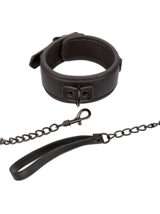 CALEXOTICS NOCTURNAL COLLAR Y CORREA CUERO AJUSTABLE NEGRO