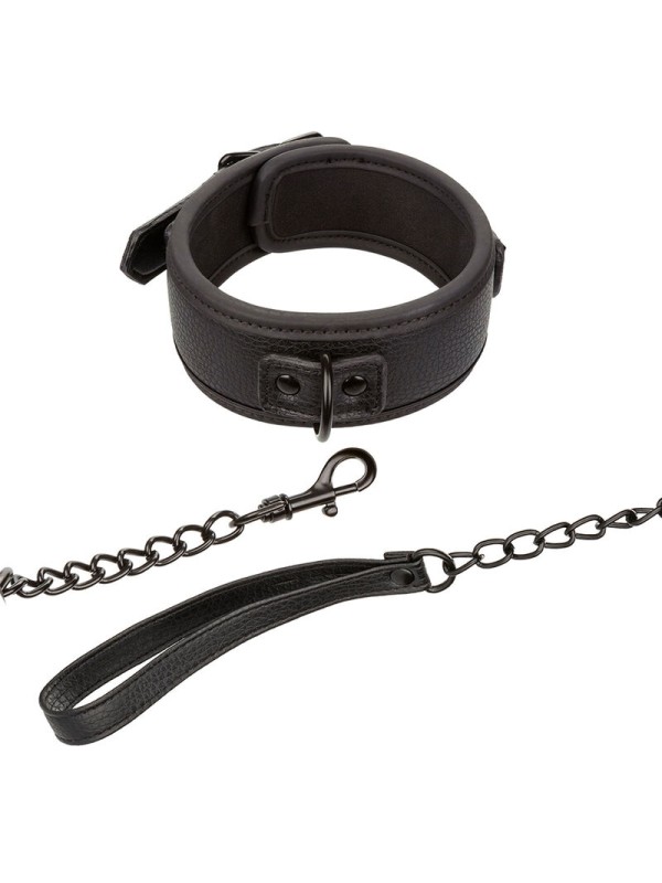 CALEXOTICS NOCTURNAL COLLAR Y CORREA CUERO AJUSTABLE NEGRO