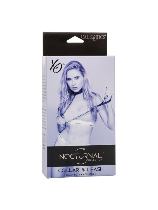 CALEXOTICS NOCTURNAL COLLAR Y CORREA CUERO AJUSTABLE NEGRO