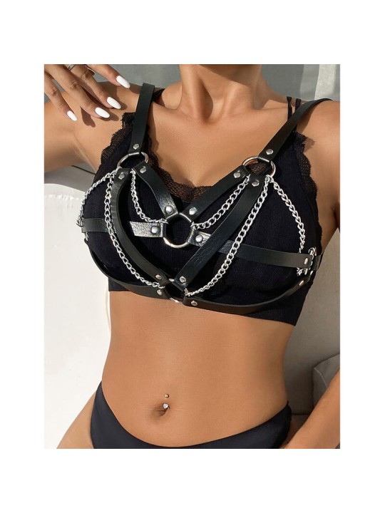 SUBBLIME 953713 CINTURON DE BONDAGE PUNK HEBILLA METAL NEGRO TALLA UNICA