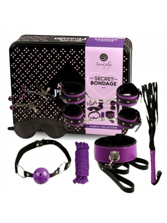 SECRETPLAY BDSM SET 8PCS LILA NEGRO