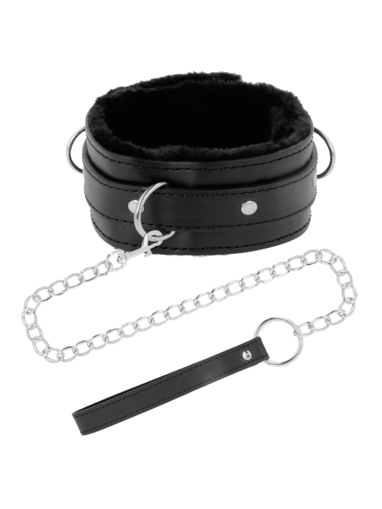DARKNESS COLLAR CONFORTABLE DE POSTURA CON CADENA LEATHER