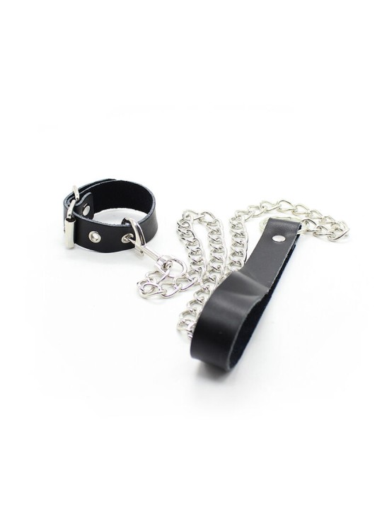 OHMAMA FETISH COLLAR PARA PENE Y CORREA PIEL CON CADENA METALICA