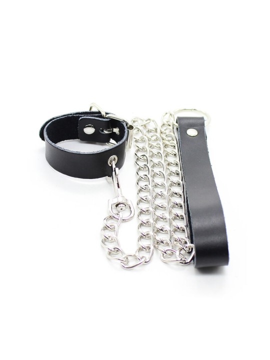 OHMAMA FETISH COLLAR PARA PENE Y CORREA PIEL CON CADENA METALICA
